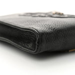 Grained Calfskin Fleur De Lis Square Pocket Crossbody Black