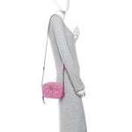 Velvet Matelasse Marquise Crystals Mini GG Marmont Chain Shoulder Bag Malva