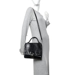 Vitello Shine Crystal Shoulder Bag Black