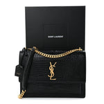 Calfskin Crocodile Embossed Large Monogram Sunset Black