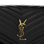 Grain De Poudre Matelasse Chevron Monogram Envelope Clutch Black