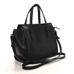 Hammered Calfskin Double Handle Small Amy Tote Black