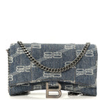 Denim BB Monogram Hourglass Chain Bag Blue