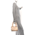 Lambskin Quilted CC Chocolate Bar Barrel Bag Beige