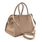 Grained Calfskin Soft Margaux 10 Bag Dark Taupe