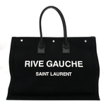 Linen Calfskin Rive Gauche Tote Black