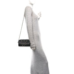 Caviar Quilted Barrel Clutch With Chain Black