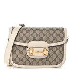 GG Supreme Monogram Horsebit 1955 Shoulder Bag Beige Mystic White