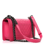 Lambskin Quilted Medium Boy Flap Pink
