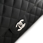 Caviar Quilted Medium Double Flap Black