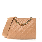 Lambskin Embossed Monogram Coussin PM Camel