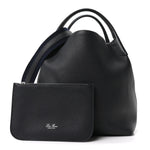 Grained Calfskin Large Bale Bag Navy Blue