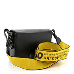 Saffiano Striped Mini Diag Binder Clip Bag Black White Yellow
