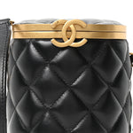 Lambskin Quilted Mini Crown Box Bag Black