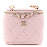 Caviar Quilted Mini Vanity Case With Chain Light Pink