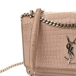 Calfskin Crocodile Embossed Medium Monogram Sunset Rose Antic