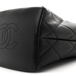 Lambskin Quilted Crystal Small CC Chain Hobo Black