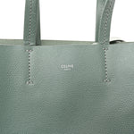 Grained Calfskin Small Vertical Cabas Green