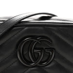 Calfskin Matelasse Monochrome Small GG Marmont Chain Shoulder Bag Black