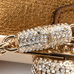 Metallic Grained Calfskin Crystal Frame Evening Bag Bronze