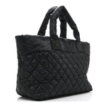 Nylon Quilted Large Coco Cocoon Tote Black