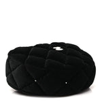 Velvet Diamanté Quilted Pocket Pouch Hobo Black