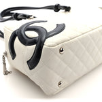 Calfskin Quilted Large Cambon Bowler White Black