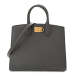 Hammered Calfskin Medium The Studio Box Bag Sparrow