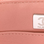 Lambskin Quilted Top Handle Vanity Case With Chain Light Pink