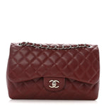 Caviar Quilted Jumbo Double Flap Dark Red