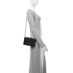 Lambskin Embossed Monogram Pochette Coussin Black