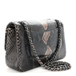 Metallic Snakeskin Jumbo Double Flap Blue