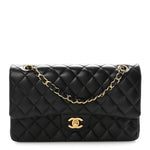 Lambskin Quilted Medium Double Flap Black