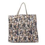 Nylon Cat Emoticon Tote Navy Silver