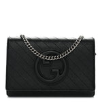 Sakai Be Green Calfskin Diagonal Stitched Blondie Wallet on Chain Black