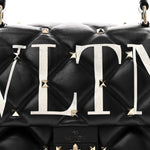 Lambskin VLTN Print Candystud Top Handle Bag Black