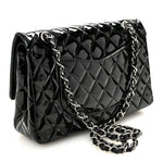 Patent Quilted Medium Double Flap Black