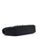 Calfskin Quilted Medium Graphic Flap Blue Black