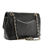 Lambskin Perforated Medium Single Flap Bag Black White