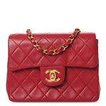 Lambskin Quilted Mini Square Flap Red