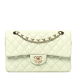 Caviar Quilted Small Double Flap Light Green