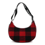 Wool Tartan Medium Ava Triomphe Shoulder Bag Red Black