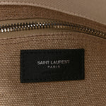 Linen Calfskin Small Rive Gauche Tote Greggio Natural