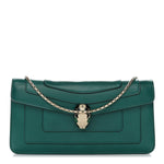 Calfskin Serpenti Forever Flap Clutch Emerald Green