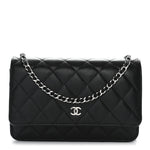 Caviar Quilted Wallet on Chain WOC Black