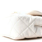 Shiny Crumpled Calfskin Quilted Small Wavy CC Hobo White