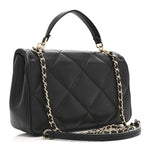Lambskin Quilted Small Easy Carry Flap Black