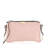 Signature Grain Calfskin Check Embossed Peyton Crossbody Clutch Bag Pale Orchid