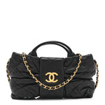 Lambskin Quilted Mini Bow Bag Black