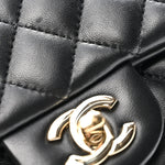 Lambskin Quilted Mini Square Flap Black